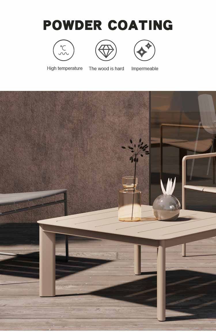Table basse carrée beige moderne pour l'extérieur 