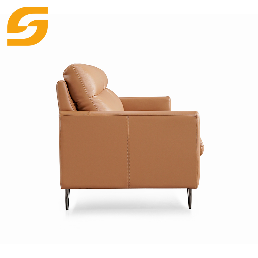 Canapé modulable inclinable en cuir orange clair