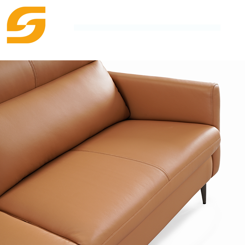 Canapé modulable inclinable en cuir orange clair