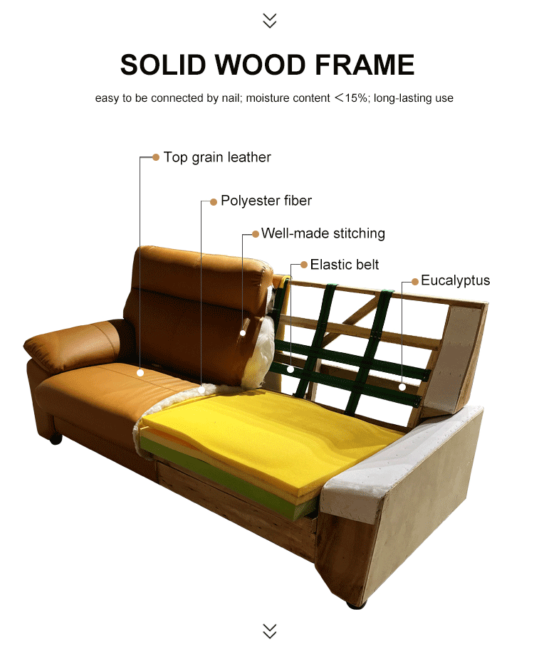 Petit canapé moderne en cuir véritable