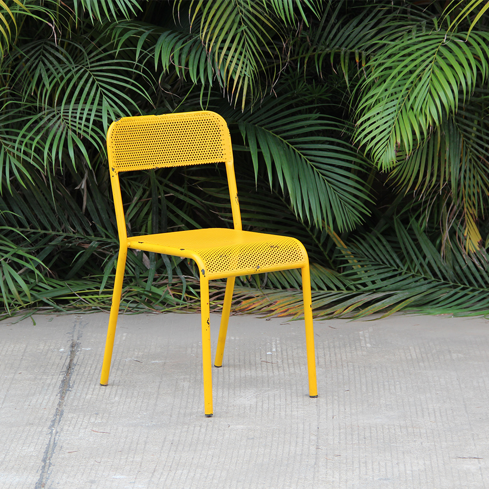 Chaise d'extérieur empilable jaune Old Patio